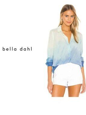 Bella Dahl Ombre Tencel Button Down Shirt | Sea Spray | Size S